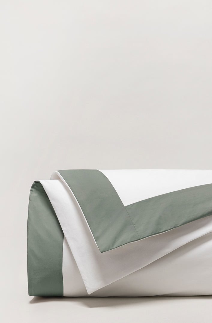 Housse de couette bicolore percale Bicolore vert cendré