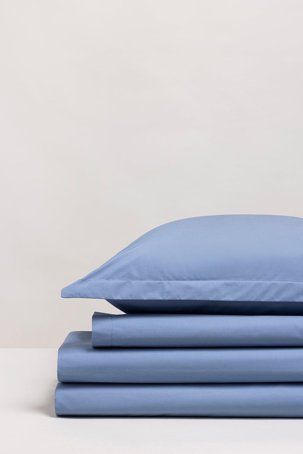 Parure de lit percale coton Bleu turquin