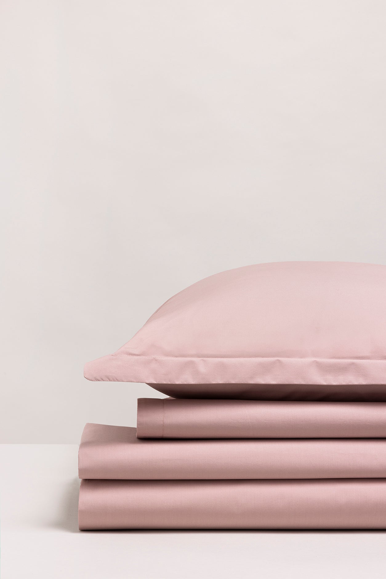 Parure de lit percale coton Rose thé