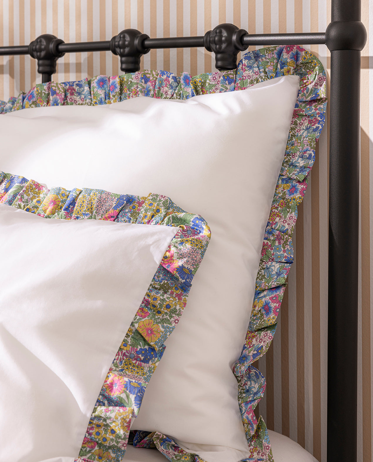 Taie d'oreiller percale enfant liberty Fleuri bleu