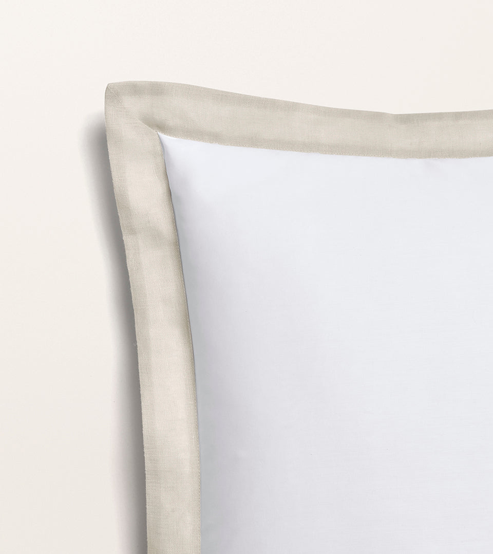 Set de 2 taies d'oreillers bande lin percale Bande ficelle