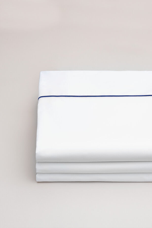 Drap plat bourdon percale Bourdon bleu