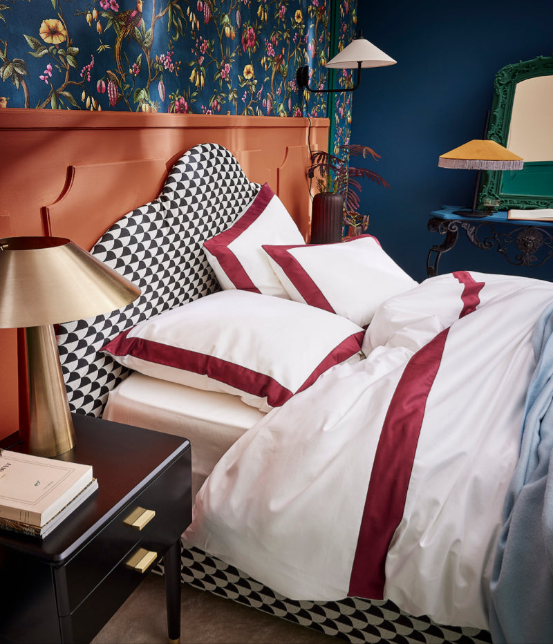 Housse de couette bicolore satin Bicolore bordeaux