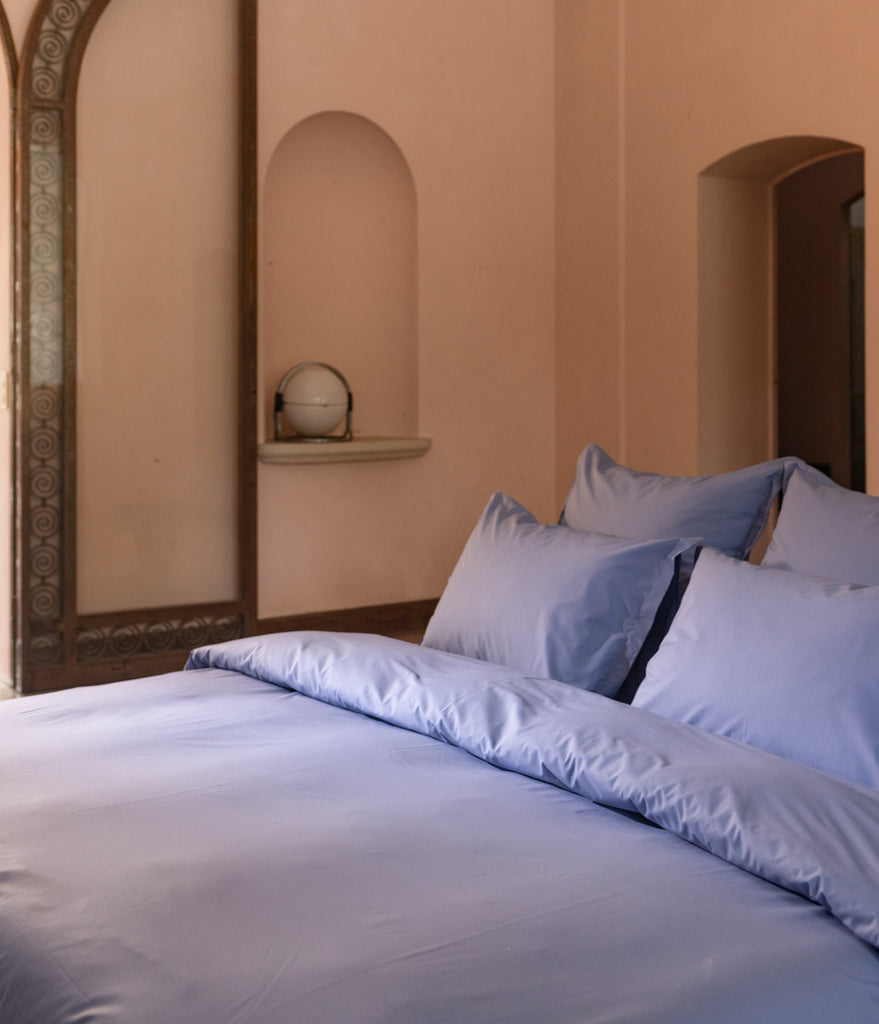 Housse de couette percale unie Bleu turquin