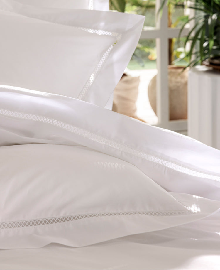 Parure de lit percale cannage Blanc