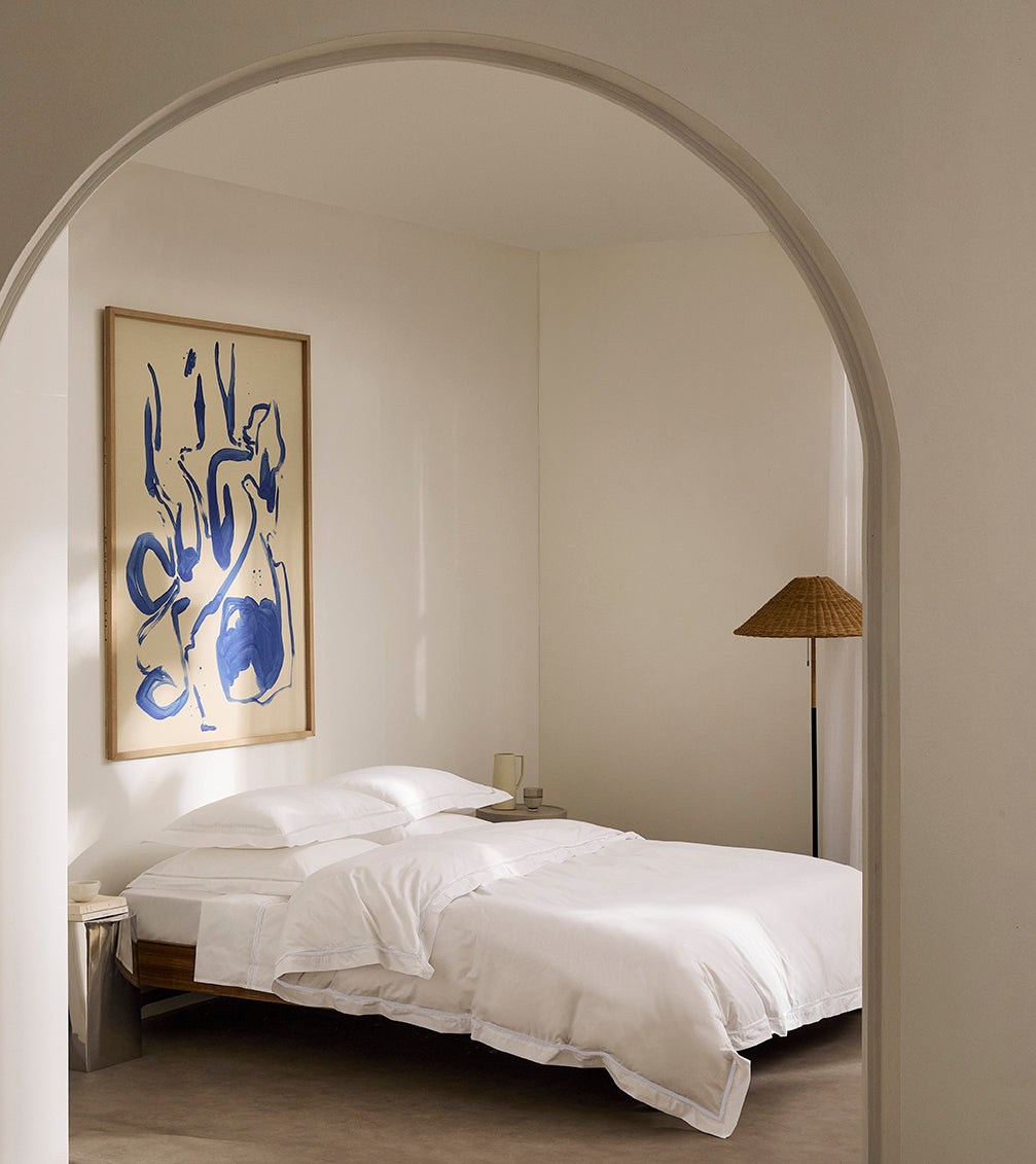 Parure de lit percale cannage Blanc