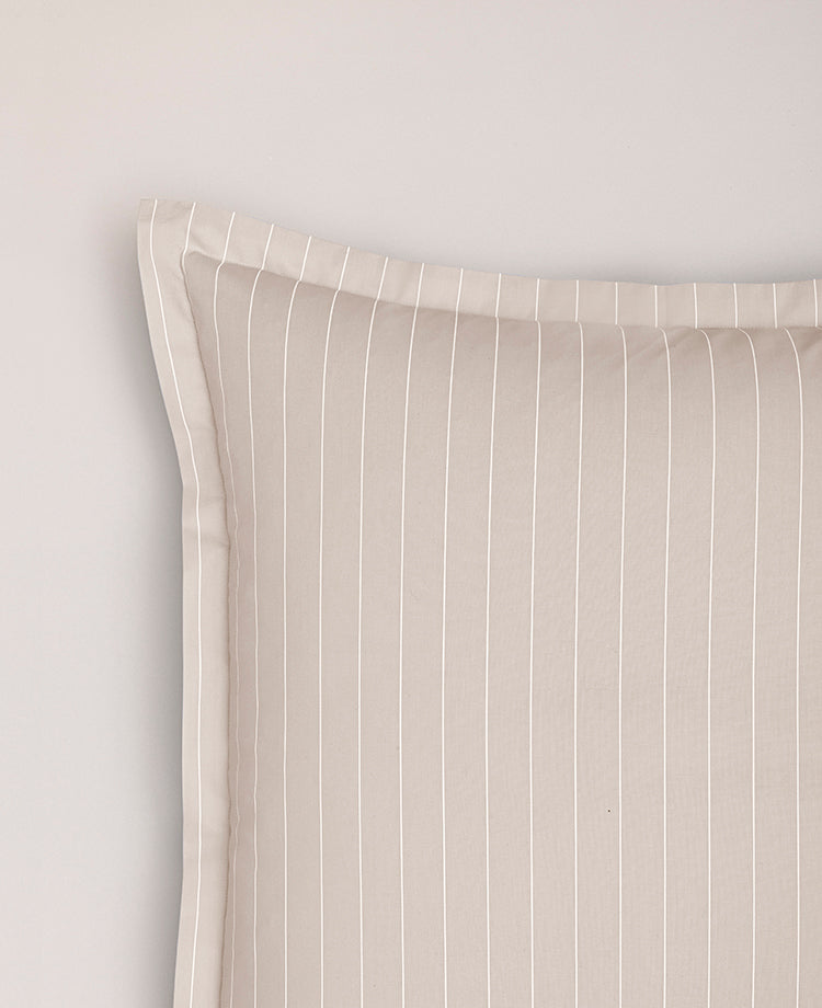 Set de 2 taies d'oreiller percale imprimé Carreaux greige