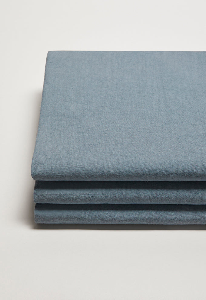 Drap housse lin lavé bonnet 40 cm Bleu turquin