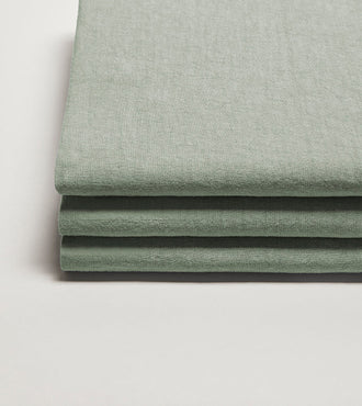 Drap plat lin lavé Vert sauge