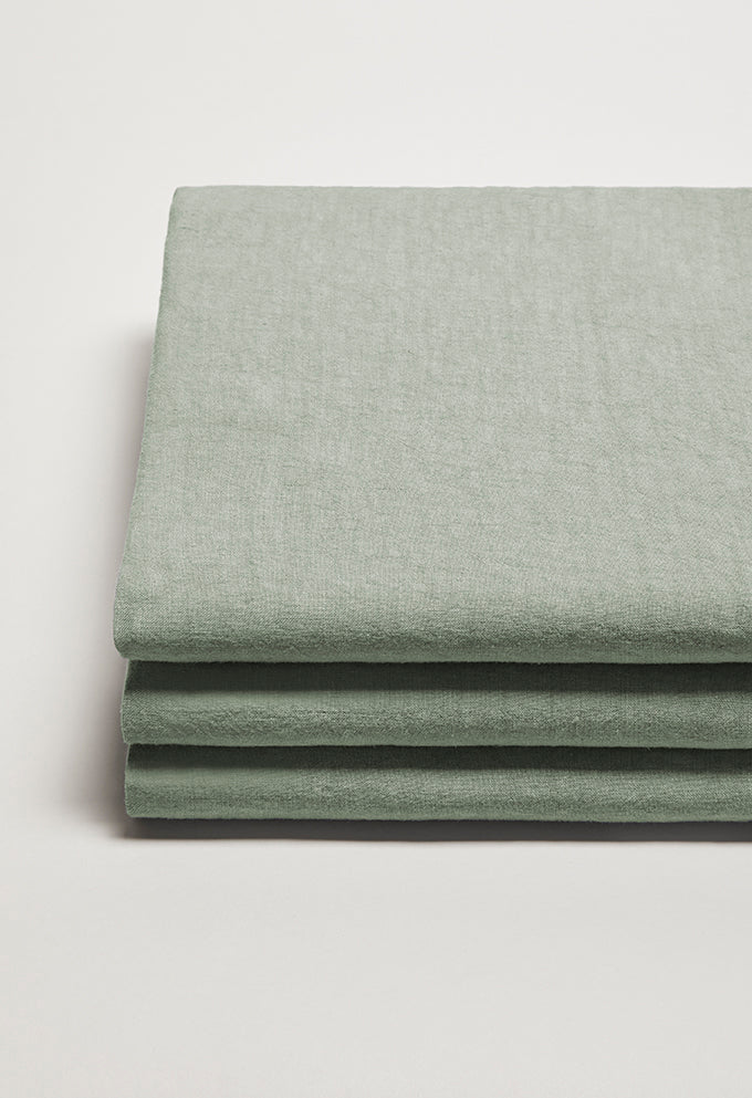 Drap housse lin lavé bonnet 40 cm Vert sauge