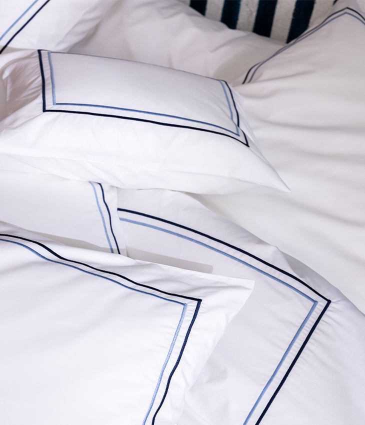 Parure de lit percale double bourdon Double bourdon bleu