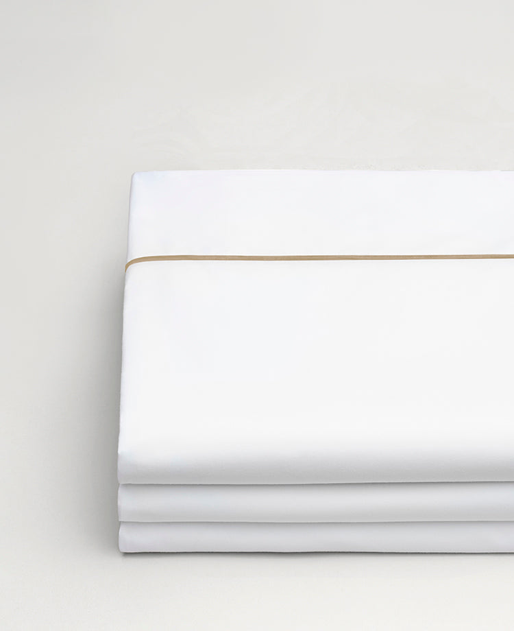 Drap plat passepoil percale Passepoil greige