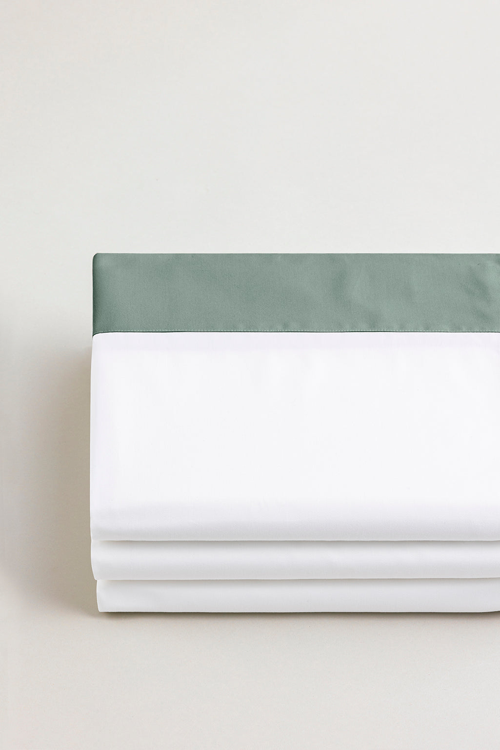 Drap plat bicolore percale Bicolore vert cendré