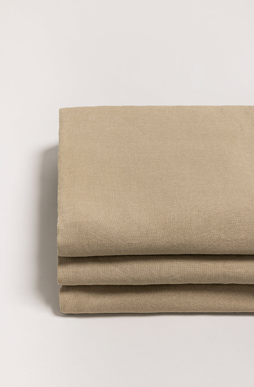Drap plat lin lavé Havane