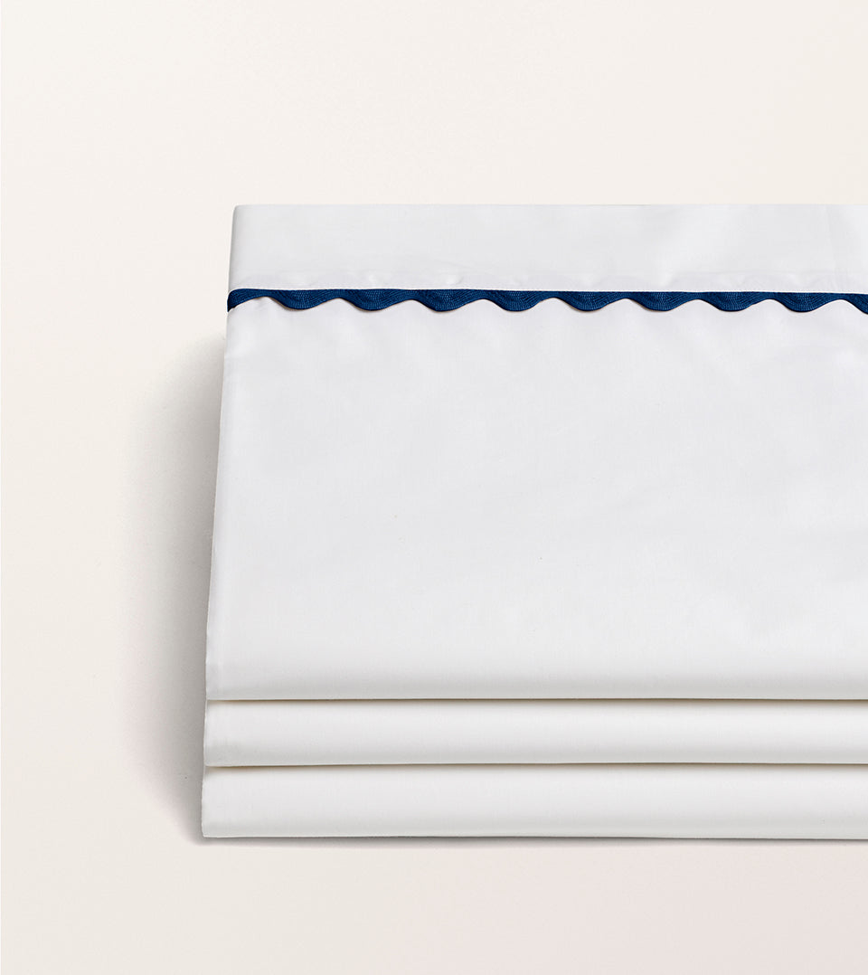Drap plat percale serpentine Bleu minuit