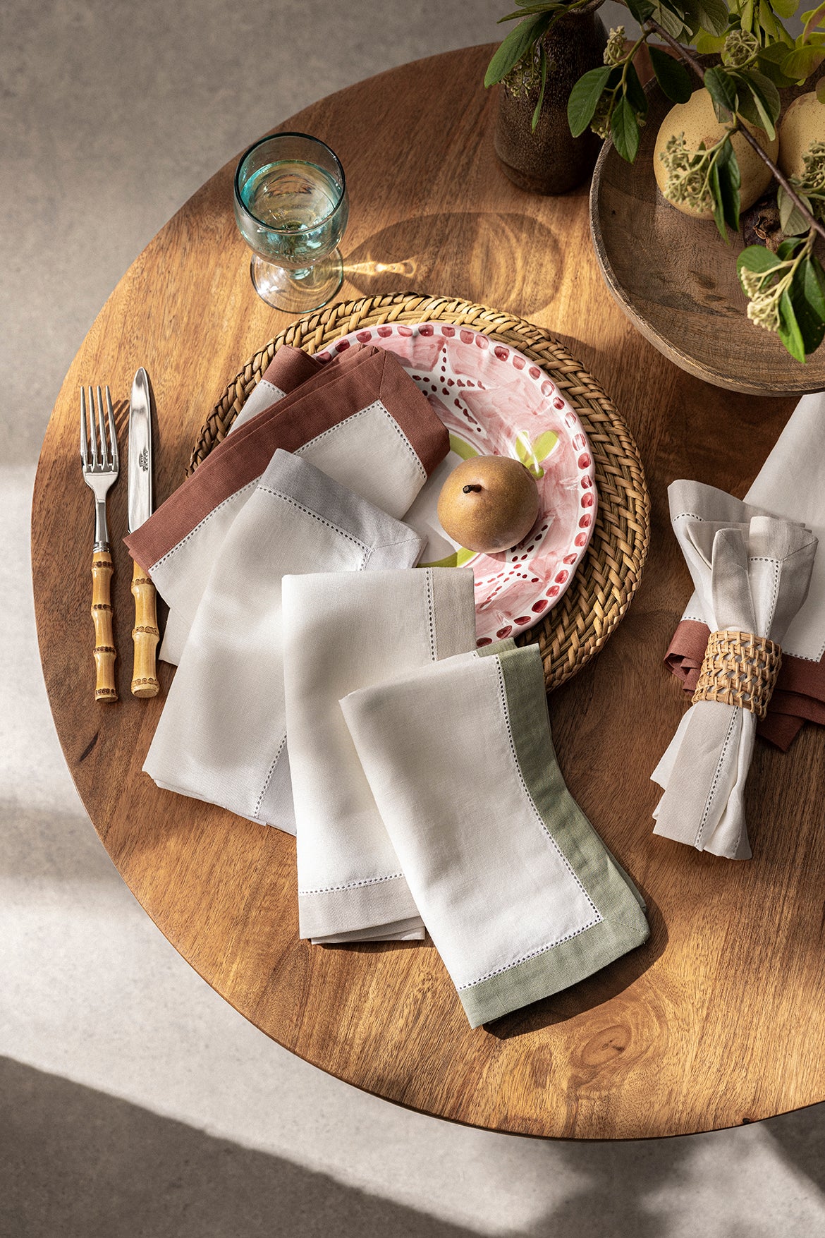 Set de 2 serviettes de table en lin lavé et coton