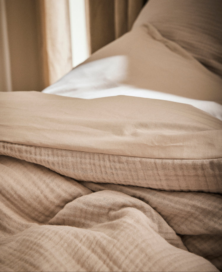 Housse de couette gaze de coton Greige