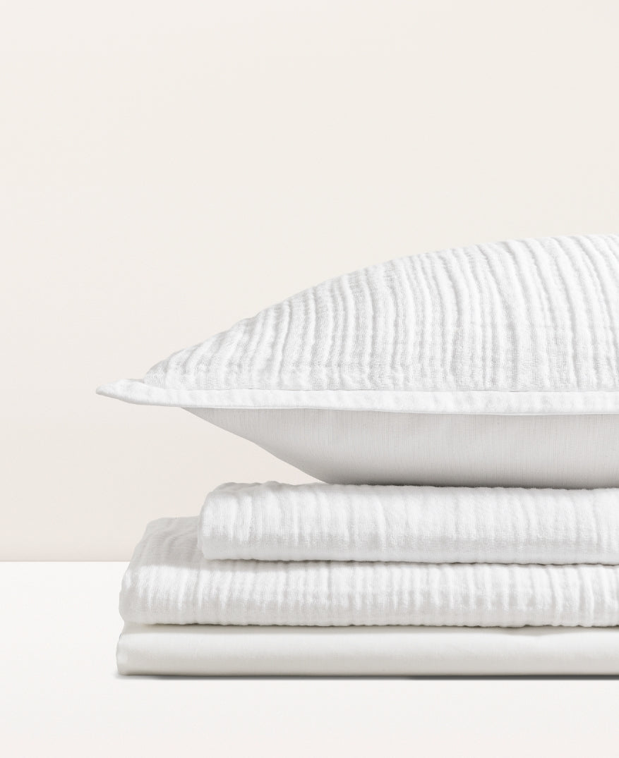 Parure de lit gaze de coton Blanc pur
