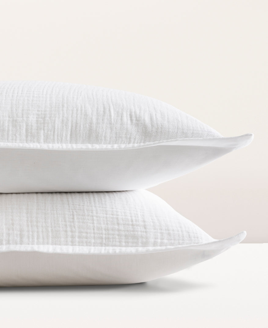 Paire de taies d'oreiller gaze de coton Blanc pur