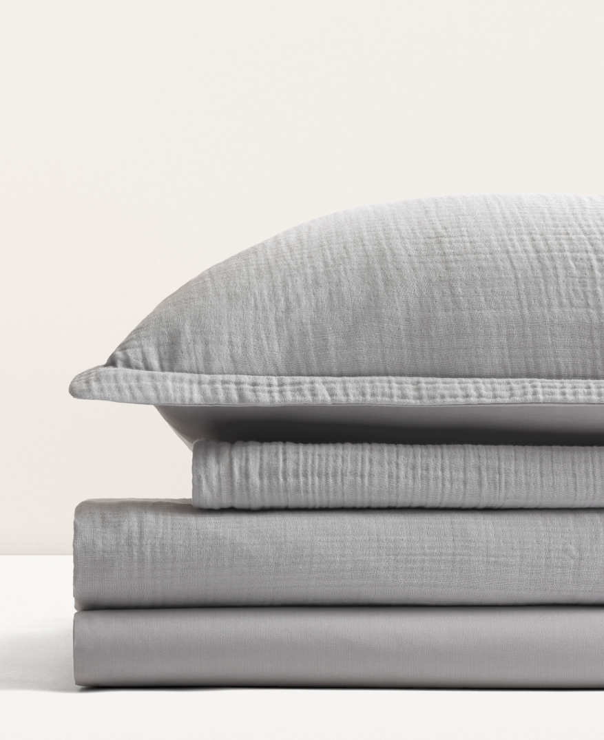 Parure de lit gaze de coton Gris moiré