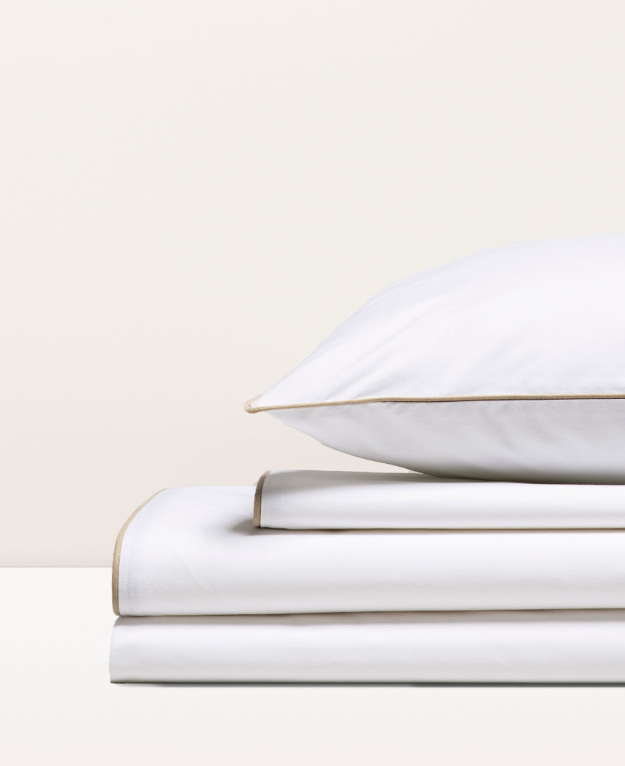 Parure de lit percale passepoil Passepoil greige