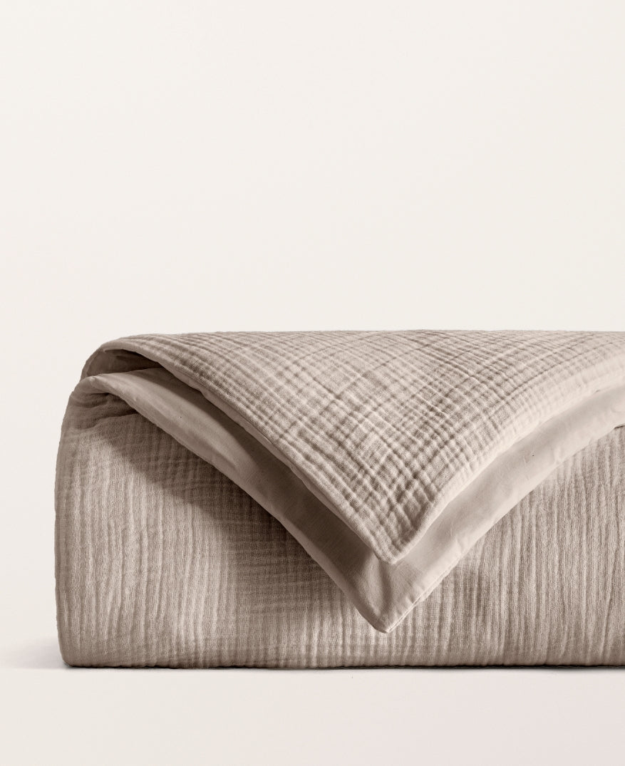 Housse de couette gaze de coton Greige