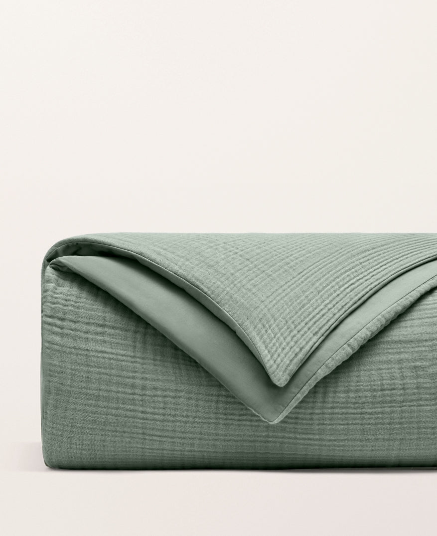 Housse de couette gaze de coton Vert cendré