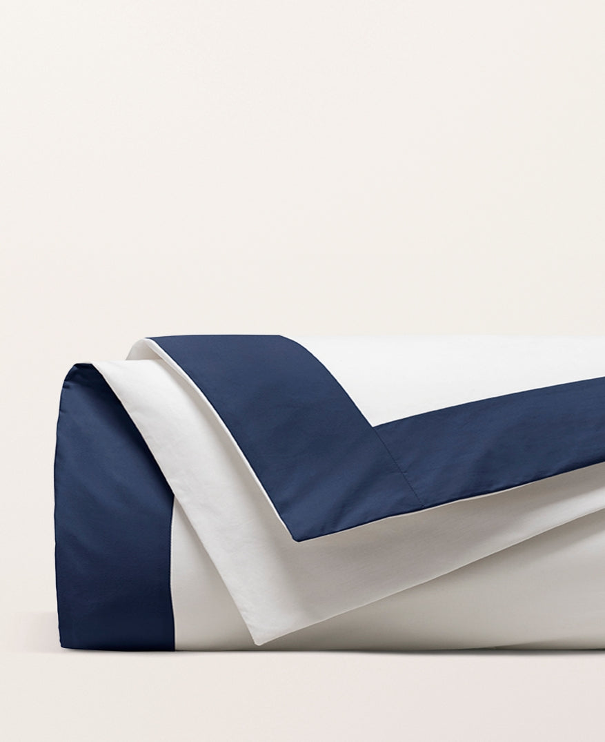 Housse de couette bicolore percale Bicolore bleu minuit
