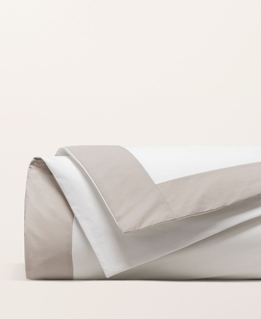 Housse de couette bicolore percale Bicolore greige