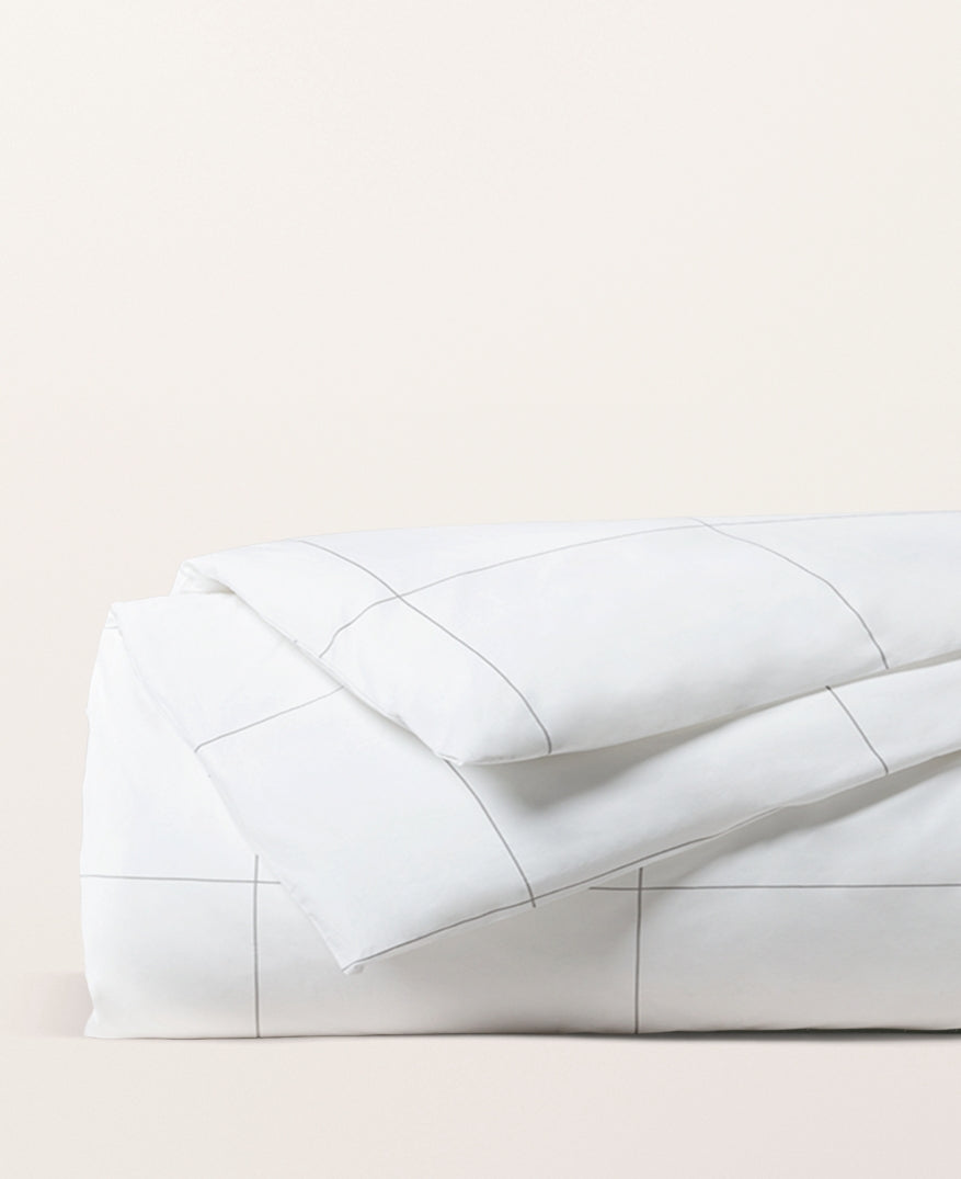 Housse de couette percale imprimée Grand carreaux