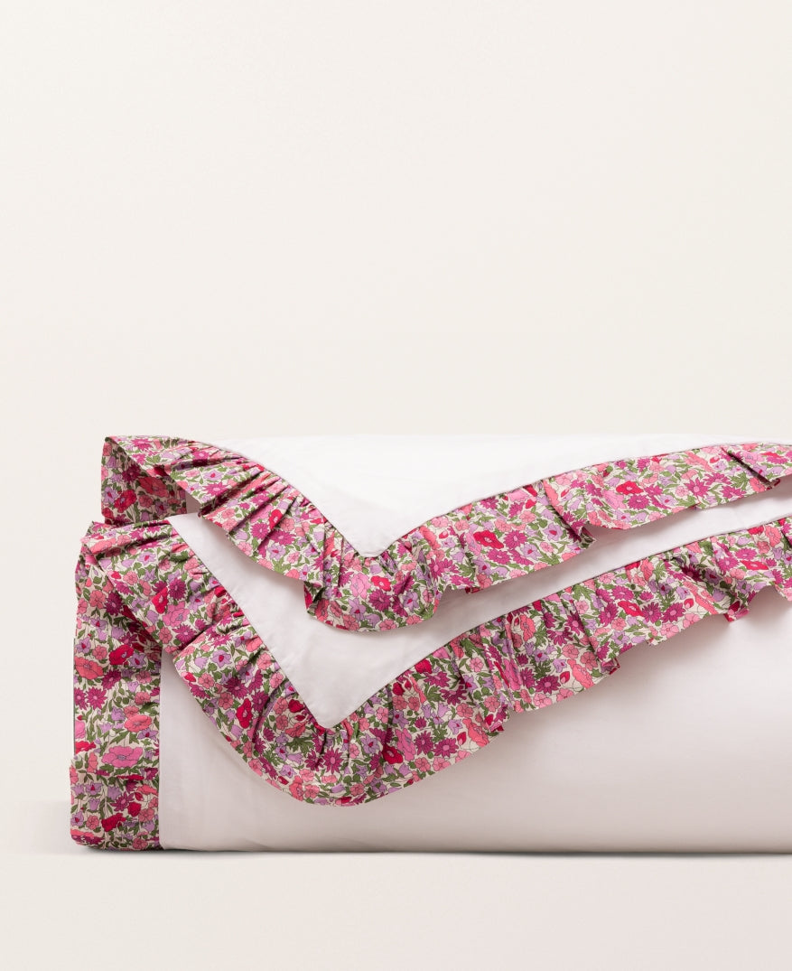 Housse de couette percale enfant liberty Fleuri rose