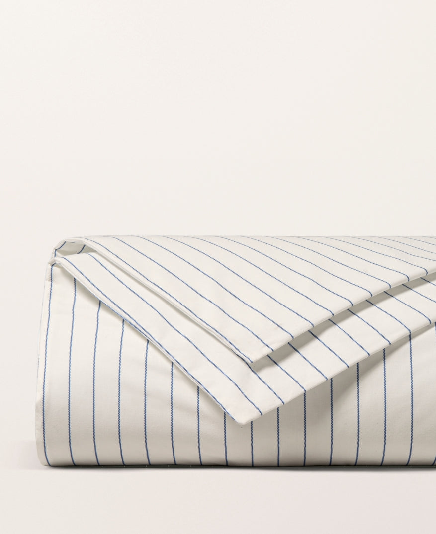 Housse de couette percale imprimée Rayé bleu