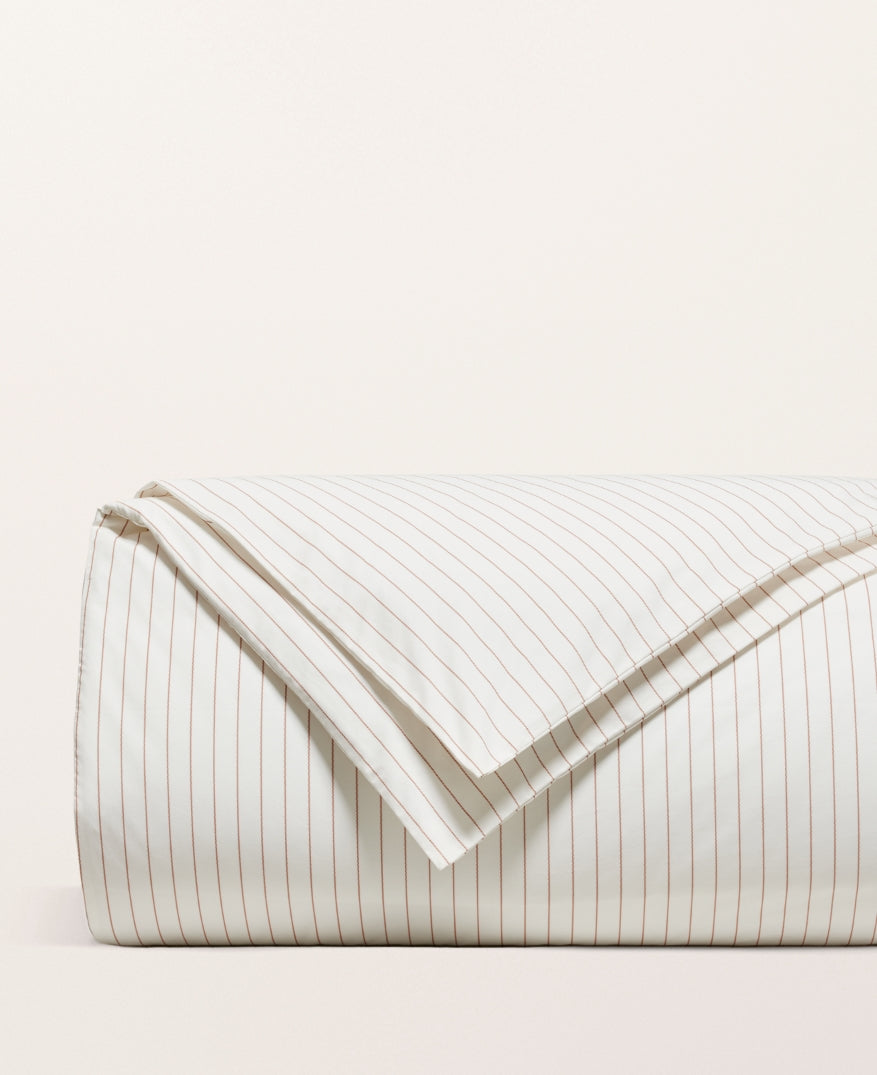 Housse de couette percale imprimée Rayé tomette