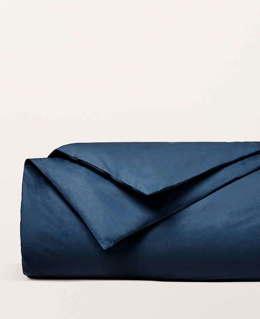 Housse de couette percale unie Bleu minuit
