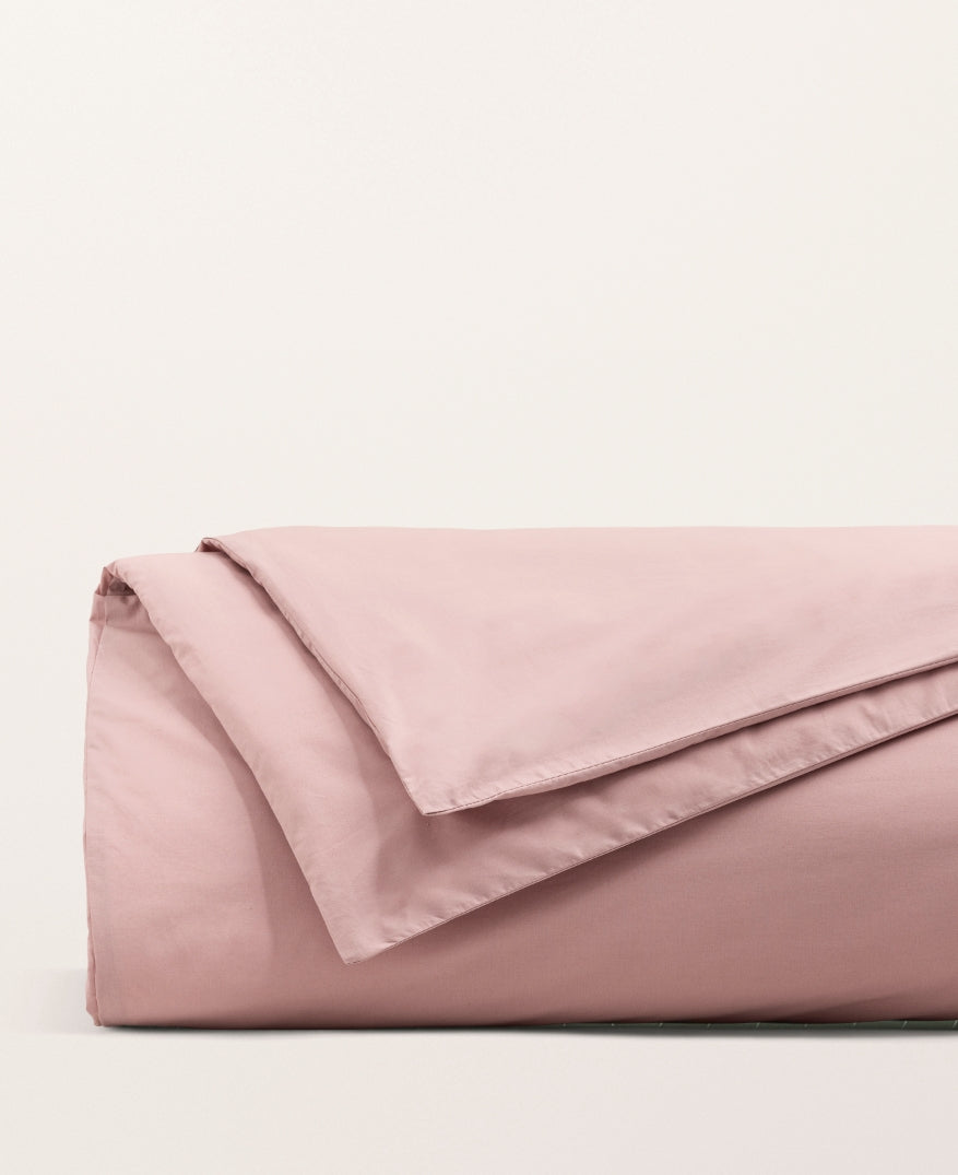 Housse de couette percale unie Rose thé