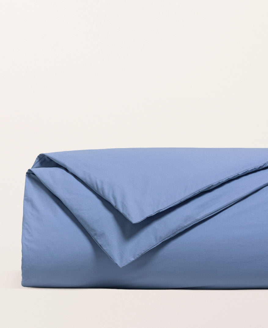 Housse de couette percale unie Bleu turquin