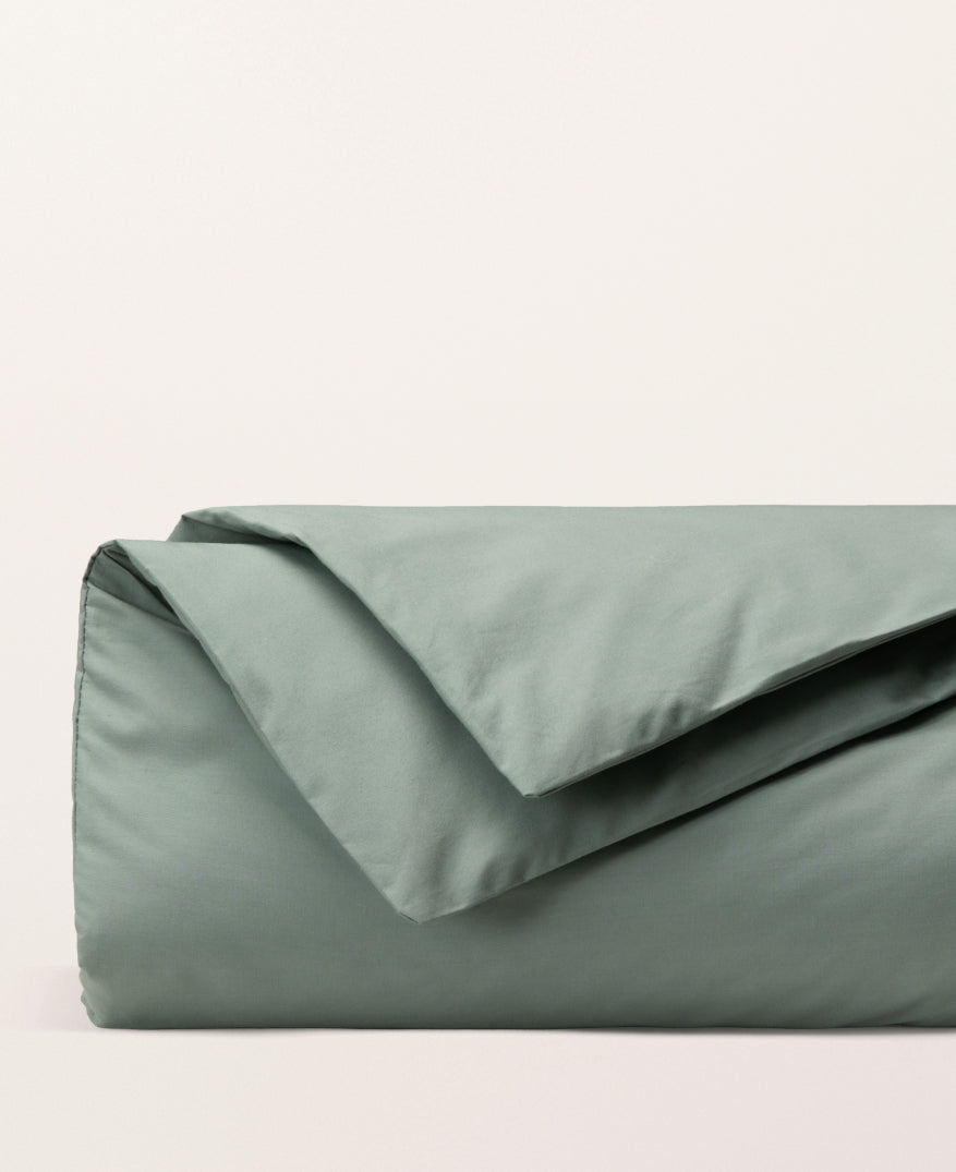 Housse de couette percale unie Vert cendré