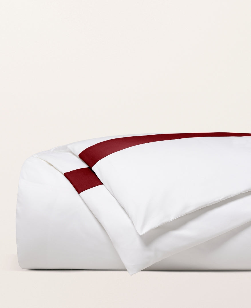 Housse de couette bicolore satin Bicolore bordeaux
