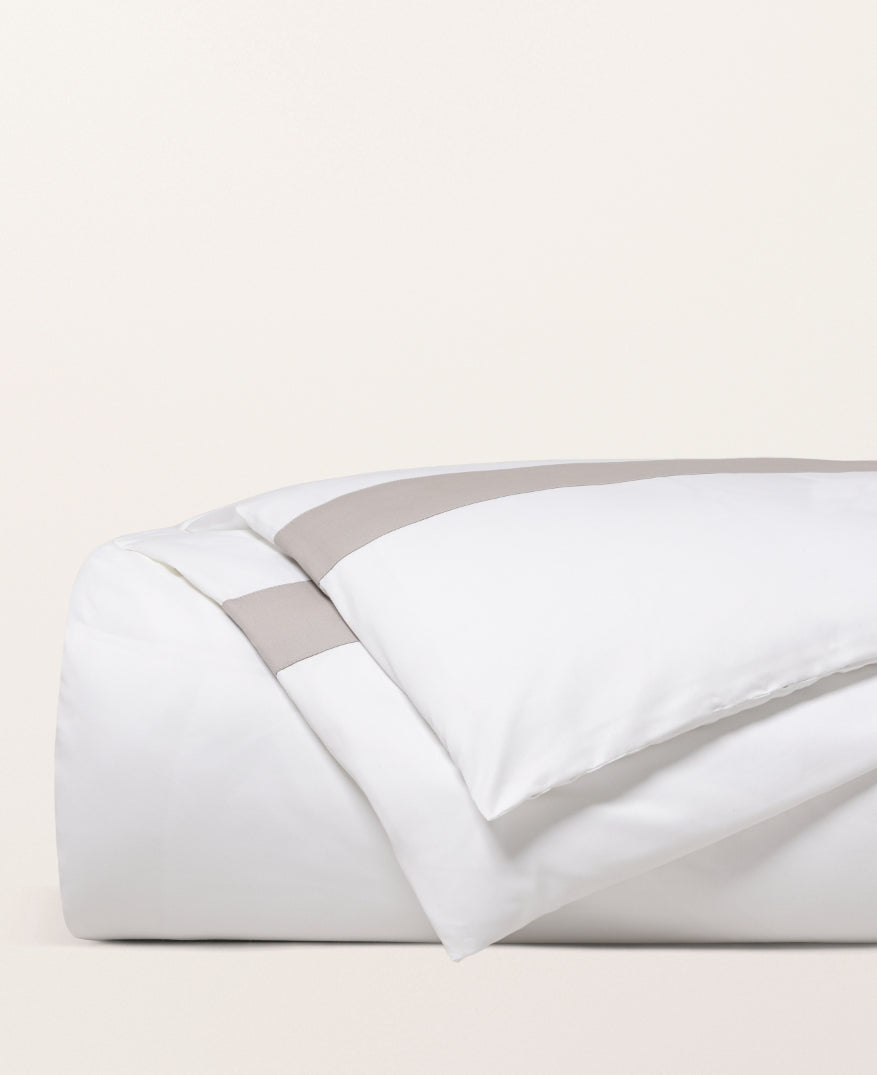 Housse de couette bicolore satin Bicolore greige