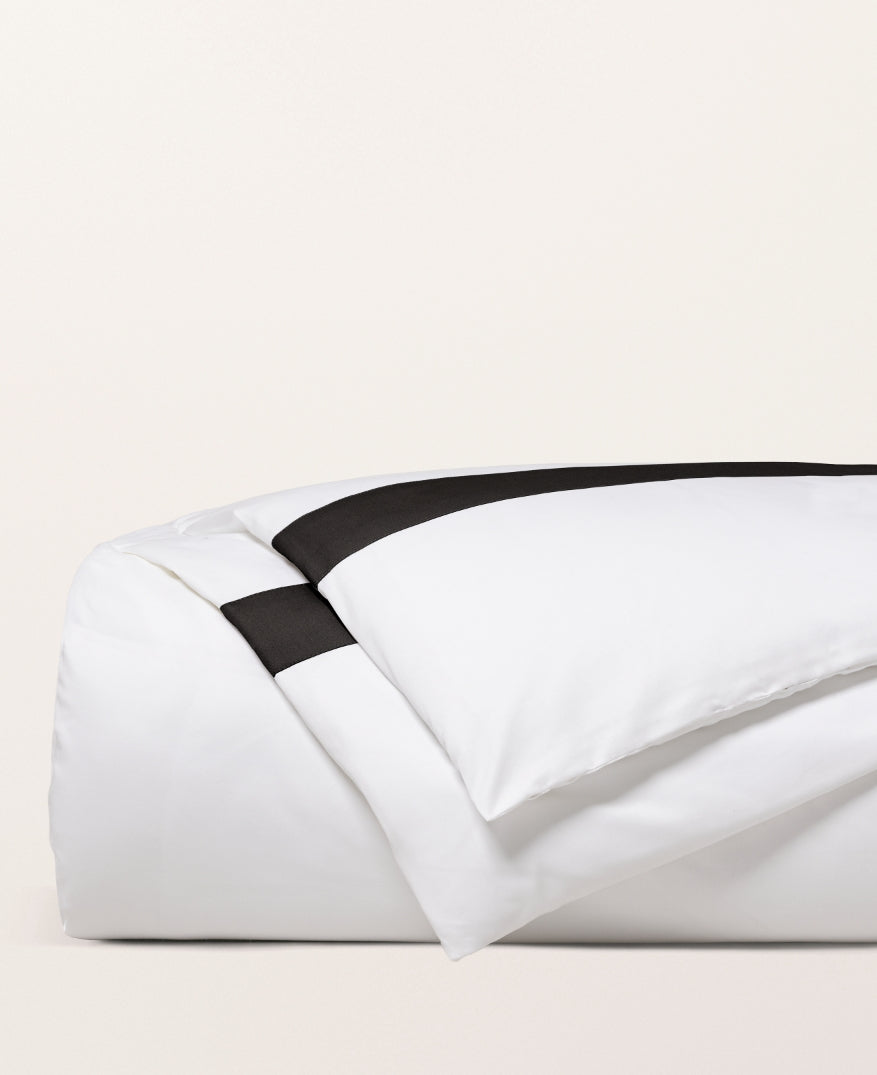 Housse de couette bicolore satin Bicolore noir