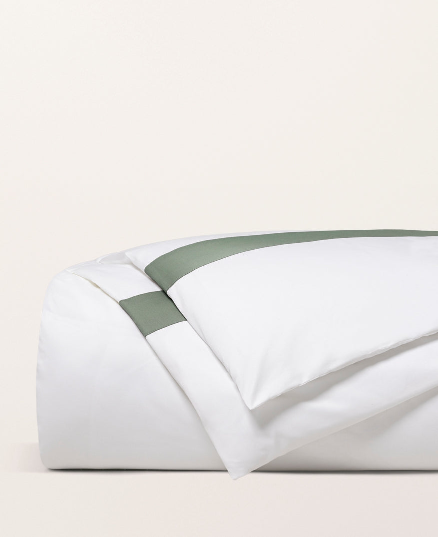 Housse de couette bicolore satin Bicolore vert cendré