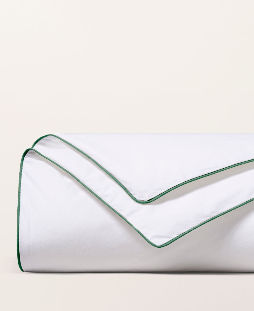 Housse de couette passepoil satin Passepoil vert forêt