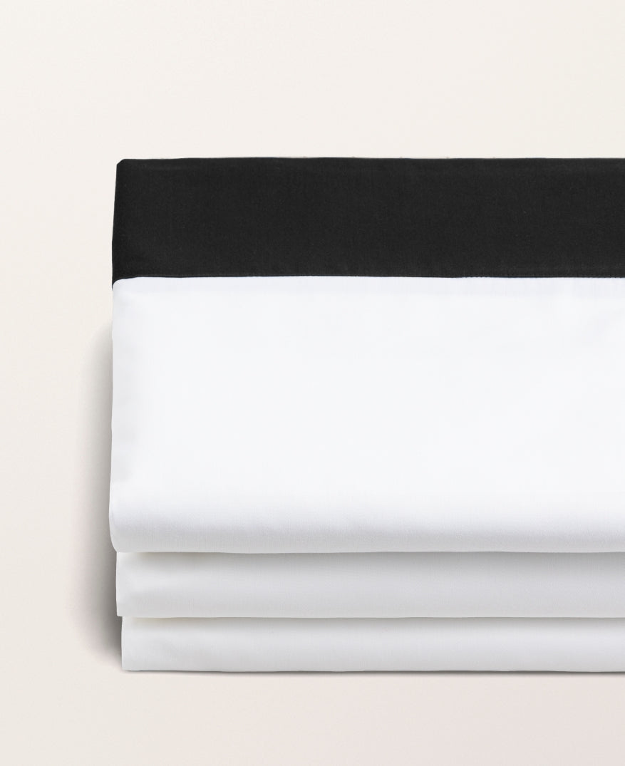 Drap plat bicolore satin Bicolore noir