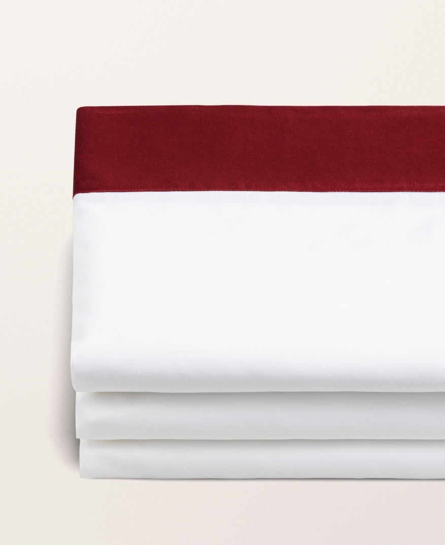 Drap plat bicolore satin Bicolore bordeaux