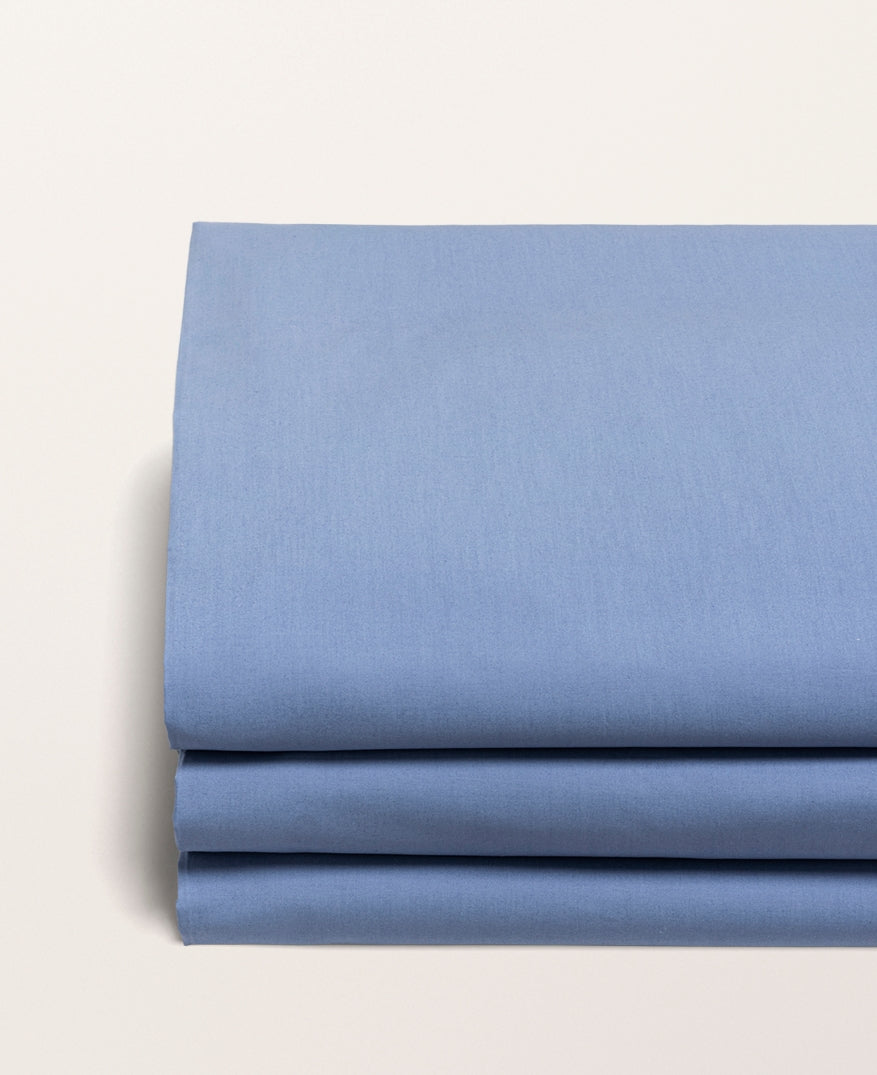 Drap plat percale uni Bleu turquin