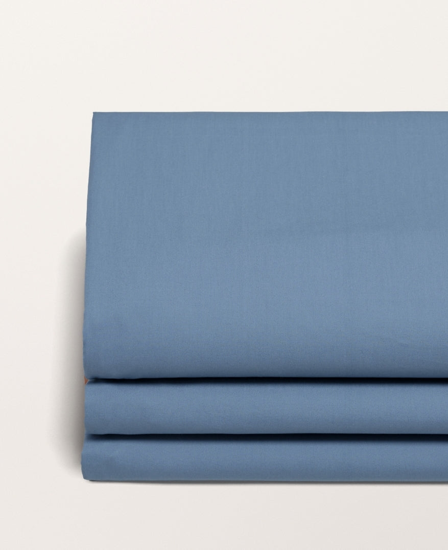 Drap plat percale uni Bleu denim