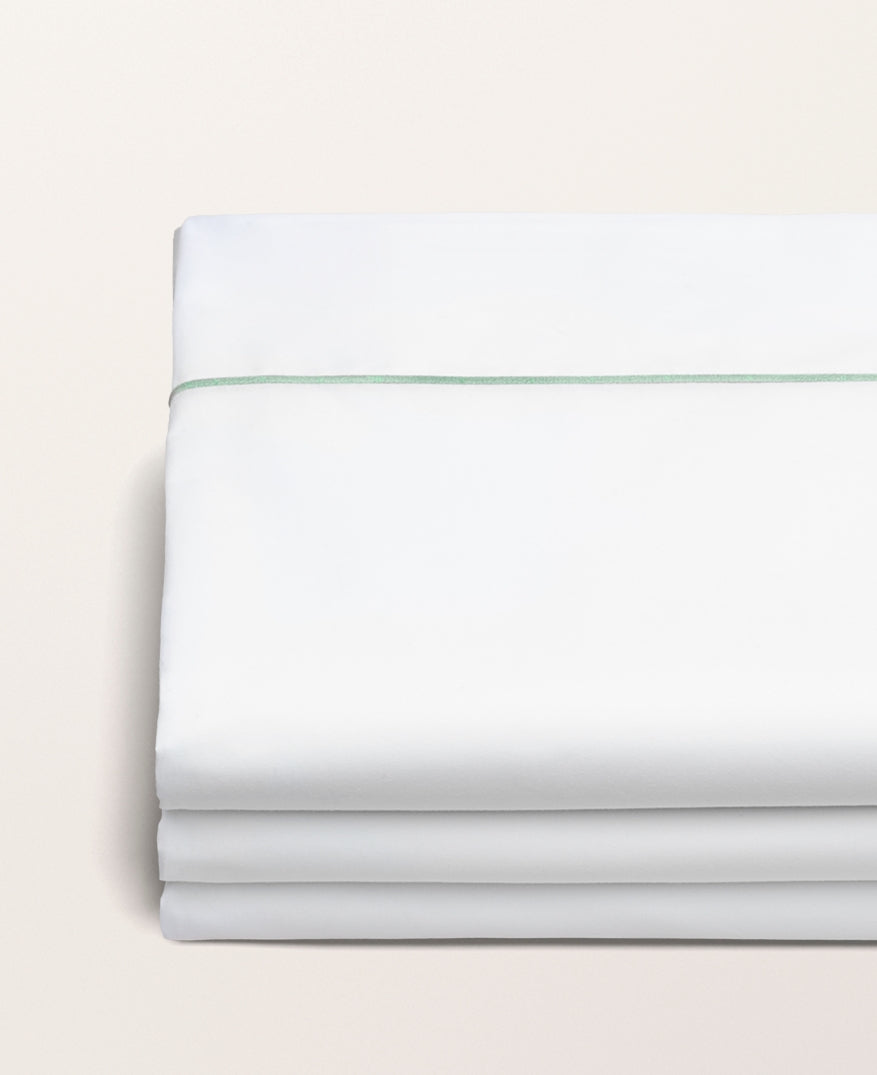 Drap plat bourdon percale Bourdon vert sauge