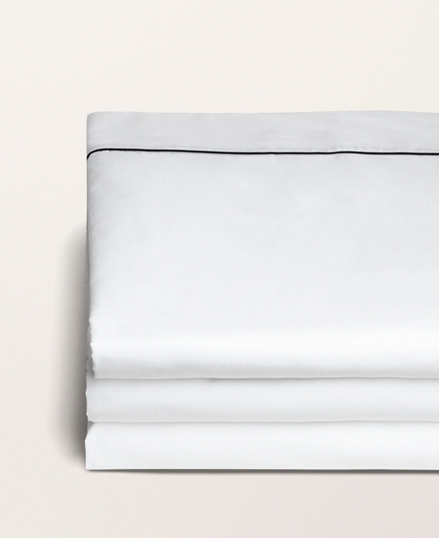 Drap plat passepoil percale Passepoil noir