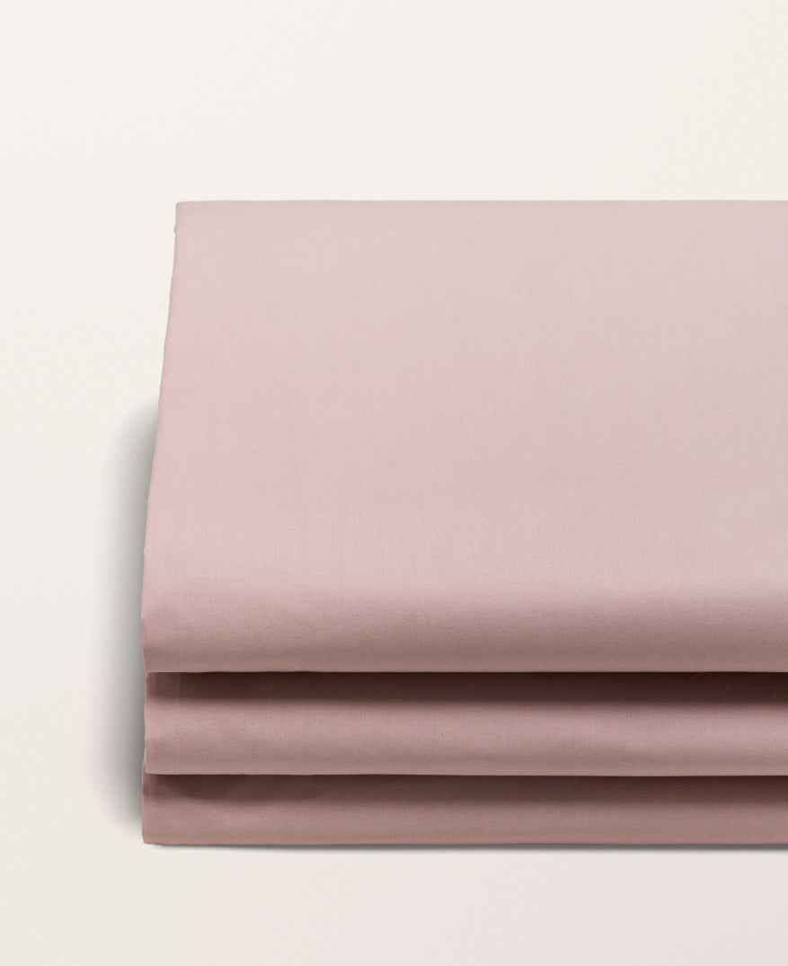Drap plat percale uni Rose thé