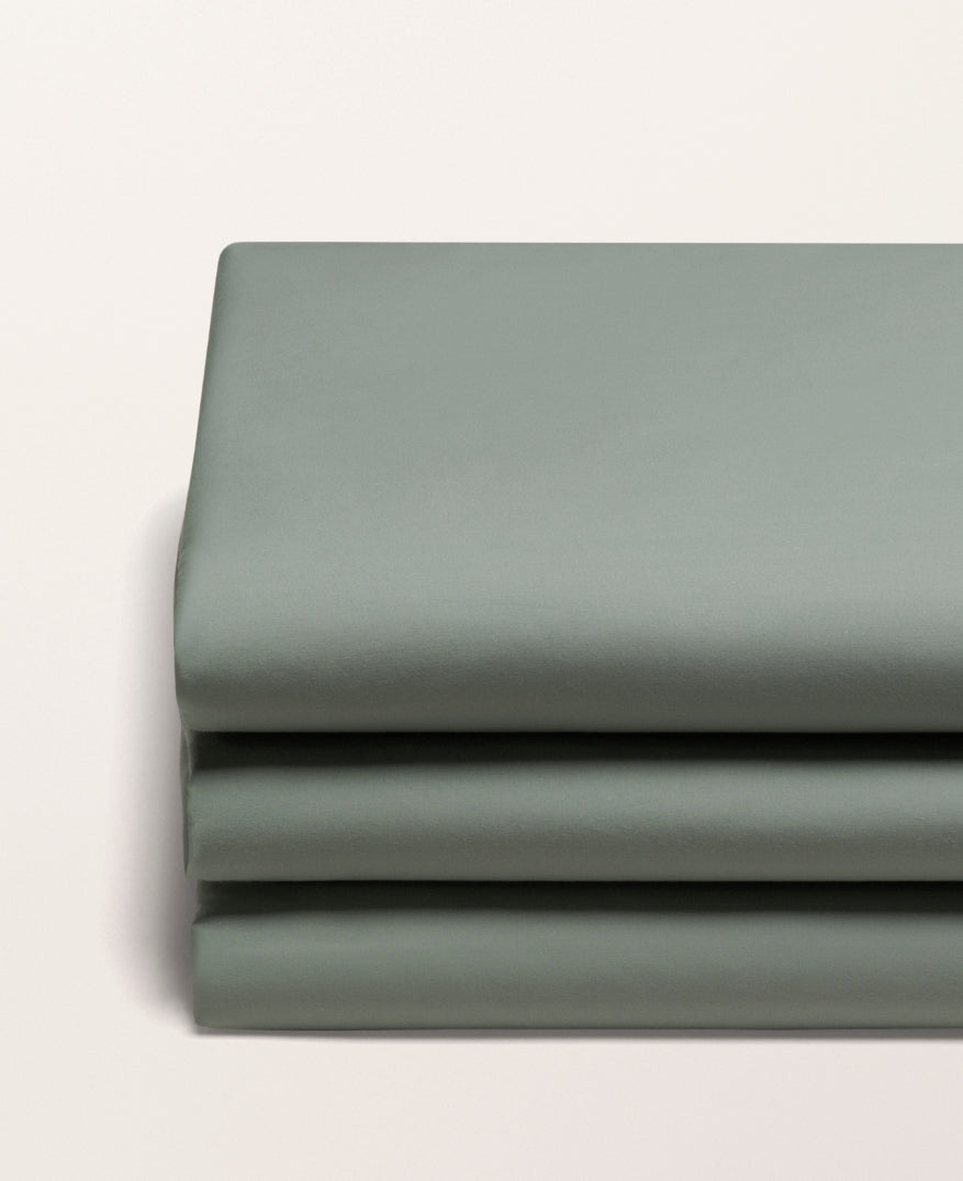 Drap housse percale Vert cendré
